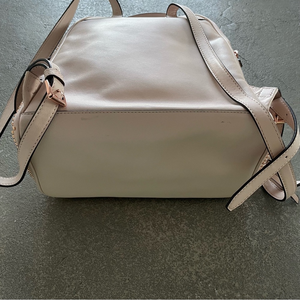 Michael Kors Beige Pink with Rose Gold Metal Rosette Studded Leather Backpack - Picture 9 of 15